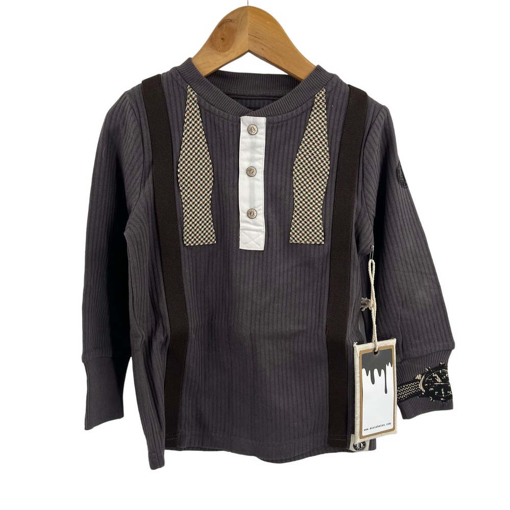 Mini Shatsu Suspender‎ Bowtie Henley Size 3T New